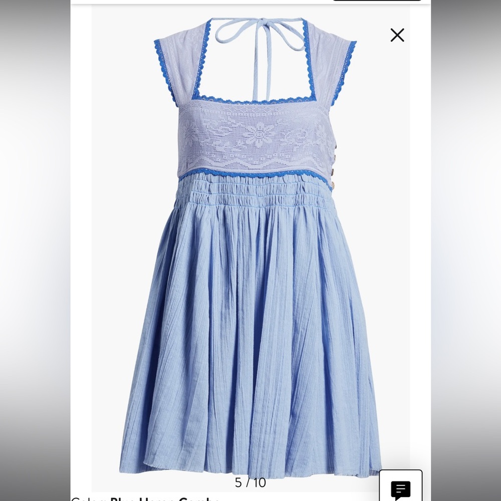 Free people Heartland Embroidered Bodice Cotton Minidress
